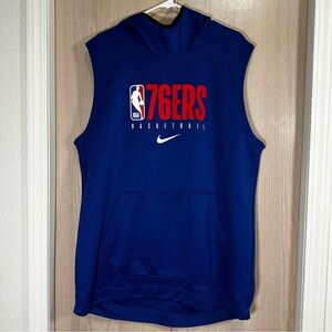 •SOLD• Nike Philadelphia 76ers Blue Sleeveless warm up Hoodie